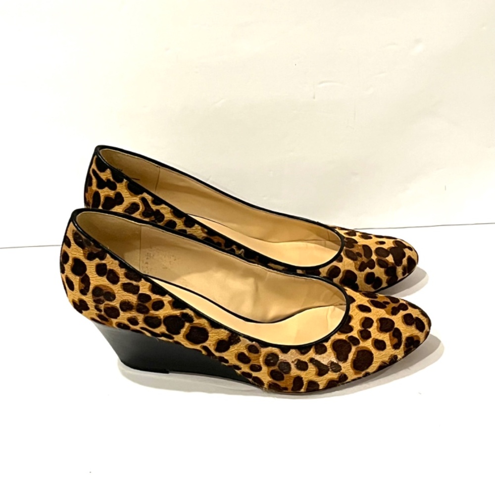 Nine West Leopard Wedges with Black Heel - Size 8